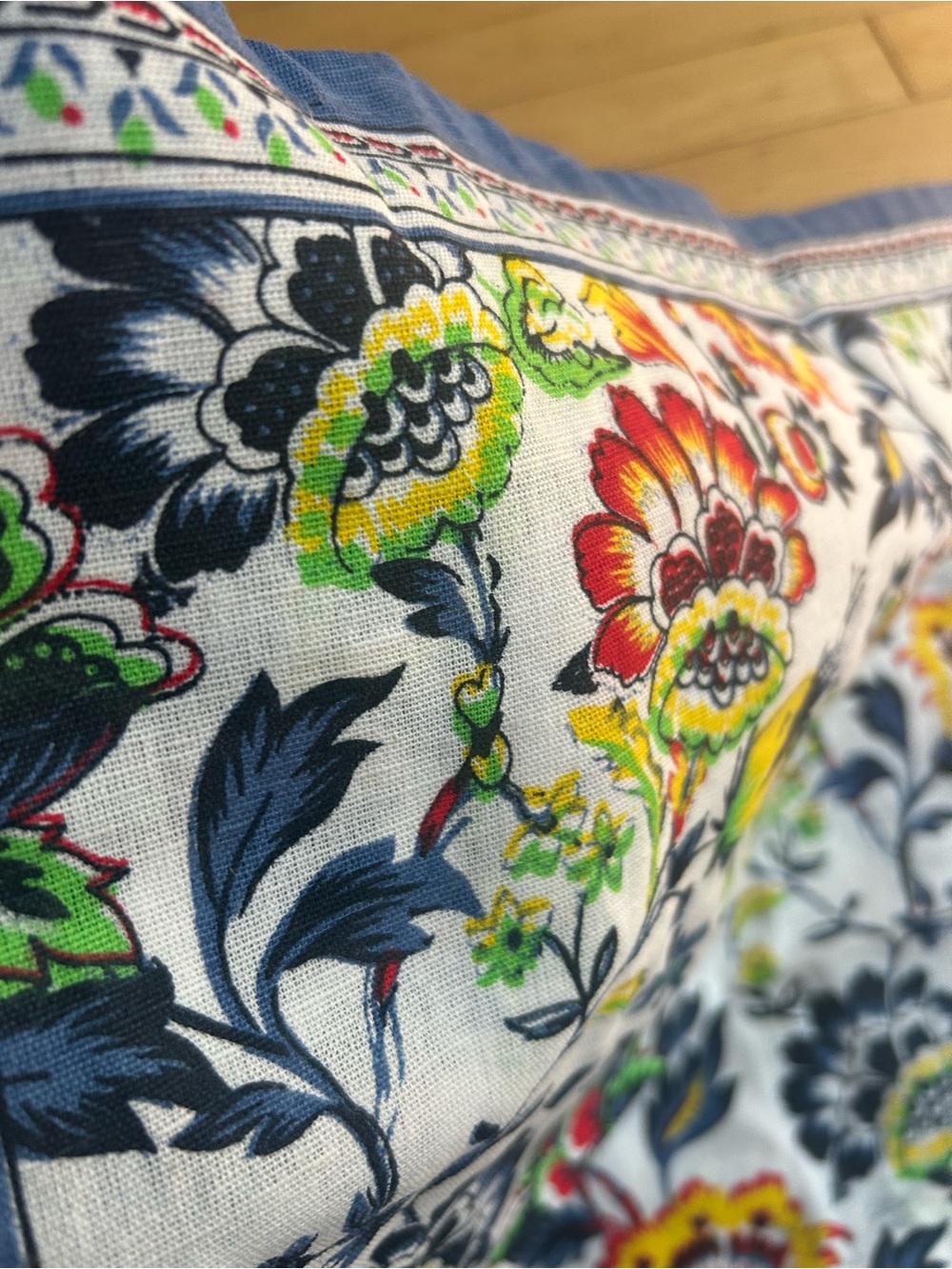 Set of 2 Fingercraft Floral Bird Cotton Linen Tablecloths Blue Multicolor - Picture 13 of 16